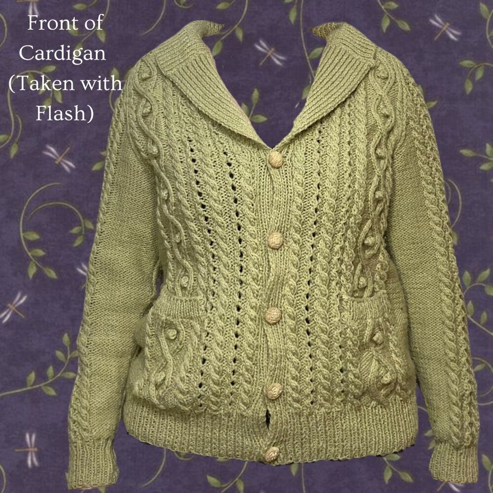 Homemade Sage Green Cable Knit Sweater